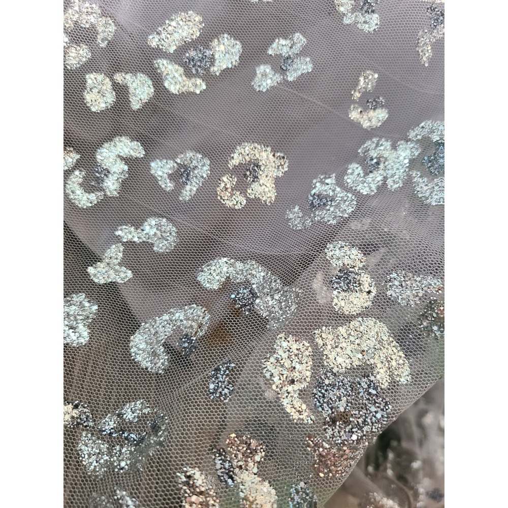 Jovani Sz 2 Mermaid Formal Prom Dress Silver Sparkly Cheetah Y2K McBling Studded - Picture 10 of 11
